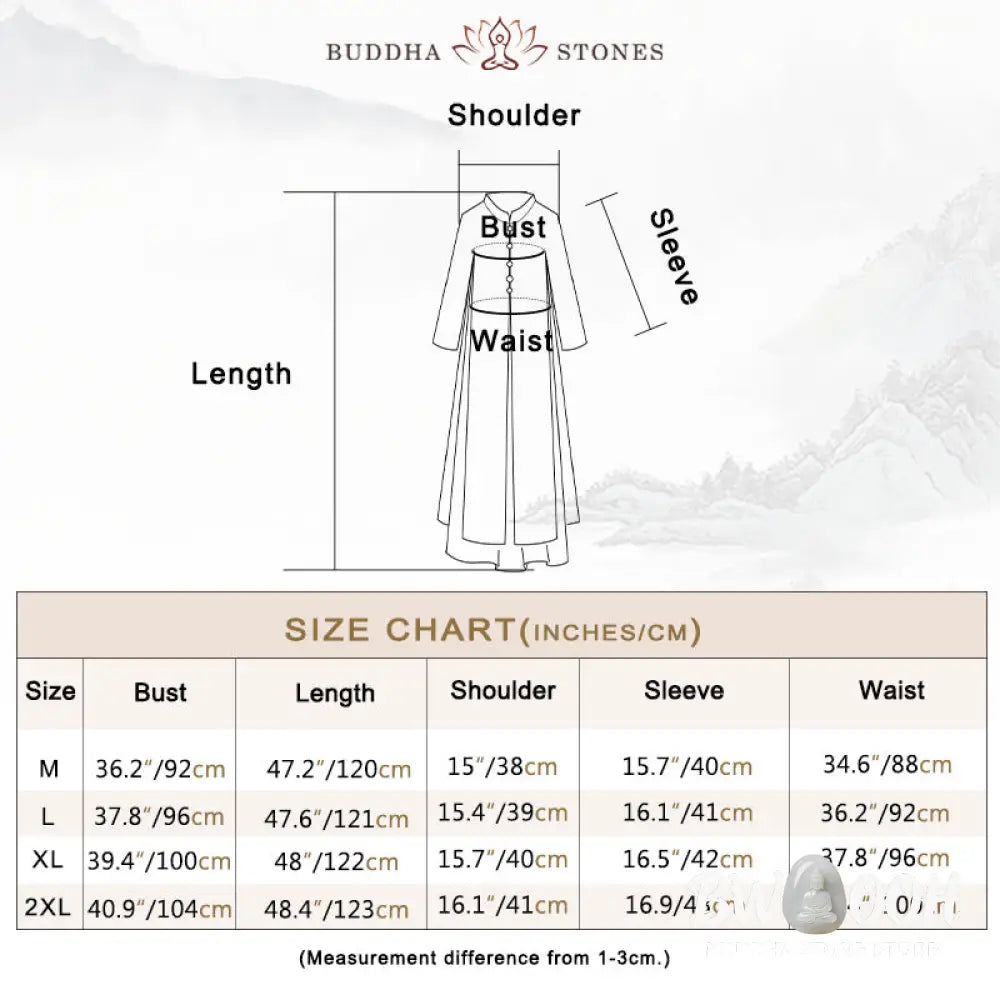 Buddha Stones Embroidery Chiffon Cheongsam Midi Dress Wide Leg Pants Meditation Zen Practice Clothing - Women’s
