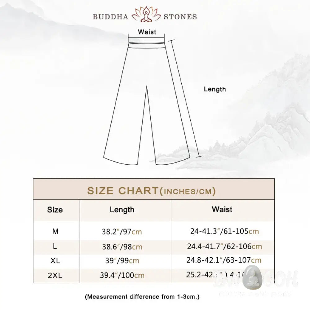 Buddha Stones Embroidery Chiffon Cheongsam Midi Dress Wide Leg Pants Meditation Zen Practice Clothing - Women’s