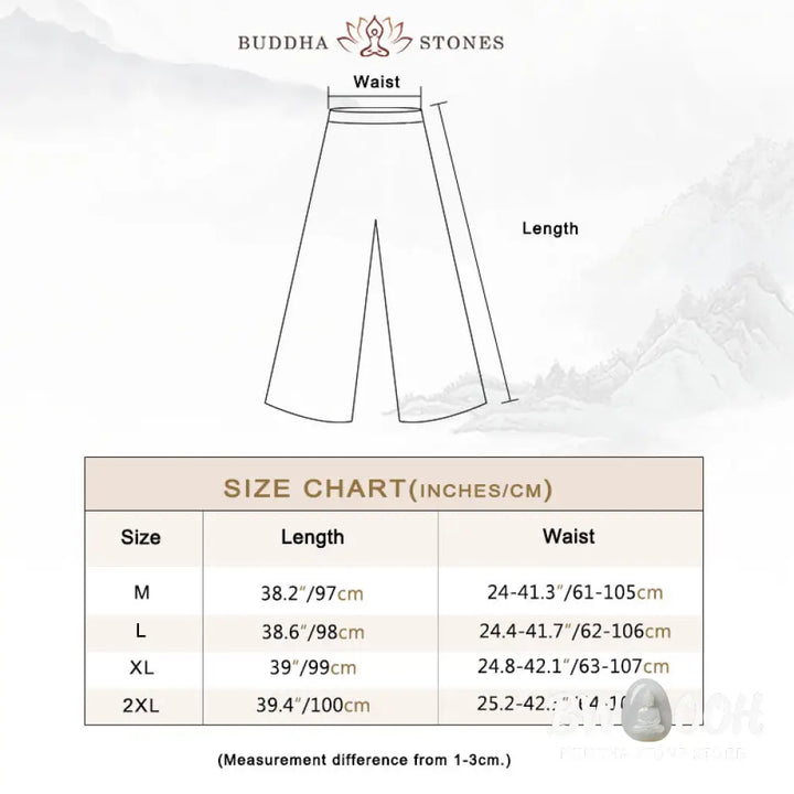 Buddha Stones Embroidery Chiffon Cheongsam Midi Dress Wide Leg Pants Meditation Zen Practice Clothing - Women’s