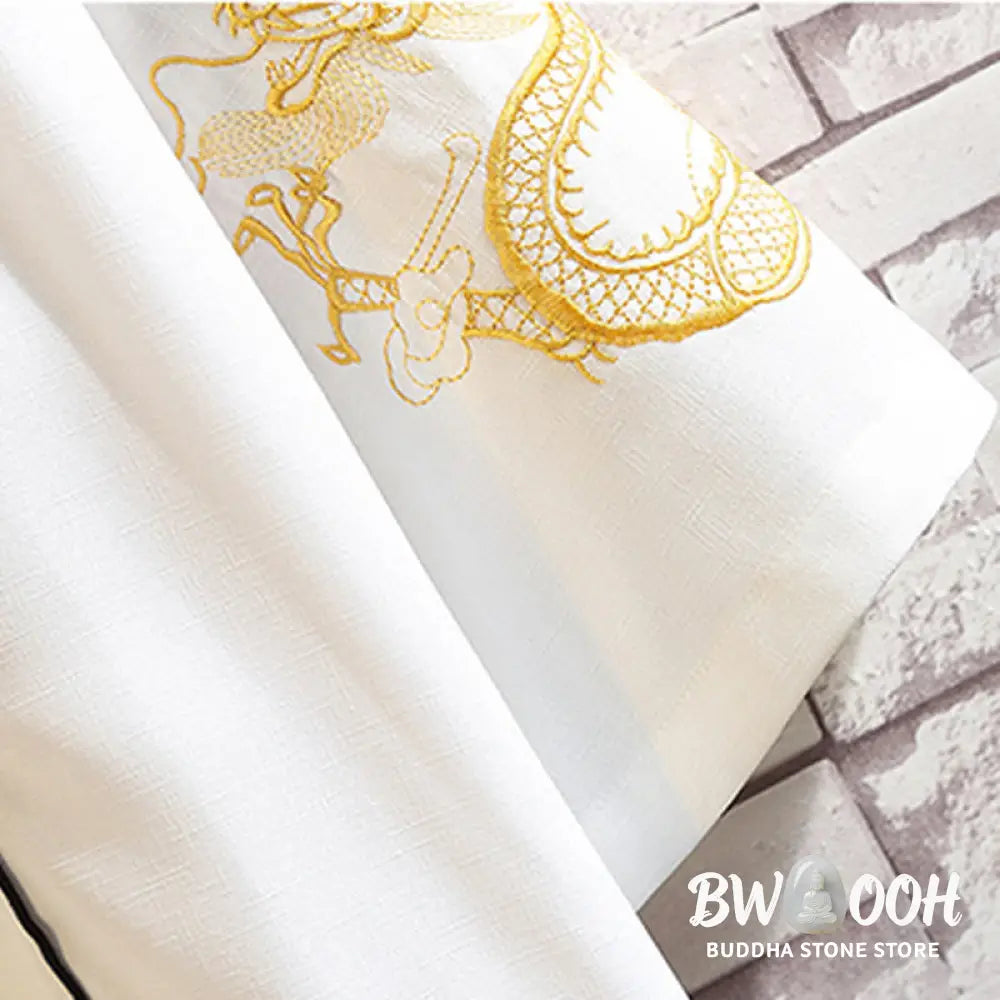 Buddha Stones Embroidery Dragon Phoenix Auspicious Cloud Waves Leaves Cranes Open Front Jacket Men’s Kimono - Men’s