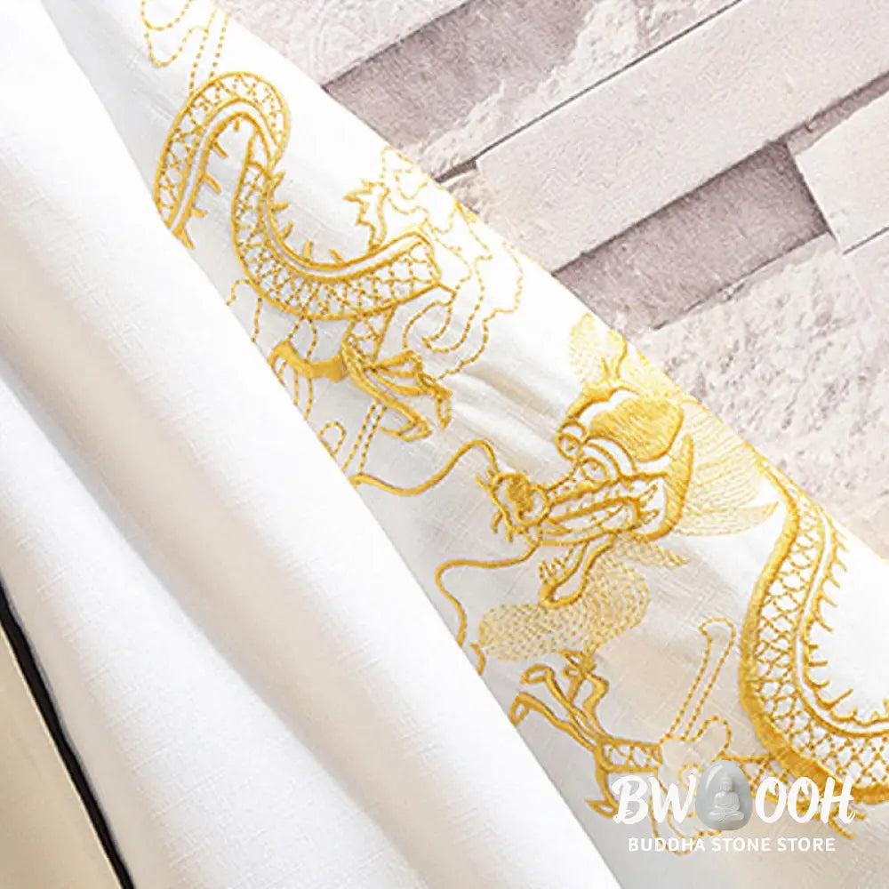 Buddha Stones Embroidery Dragon Phoenix Auspicious Cloud Waves Leaves Cranes Open Front Jacket Men’s Kimono - Men’s