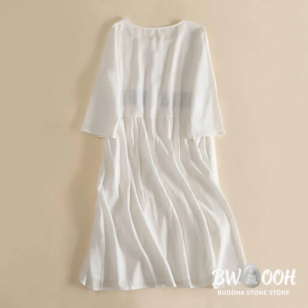 Buddha Stones Embroidery Geometry Half Sleeve Women&