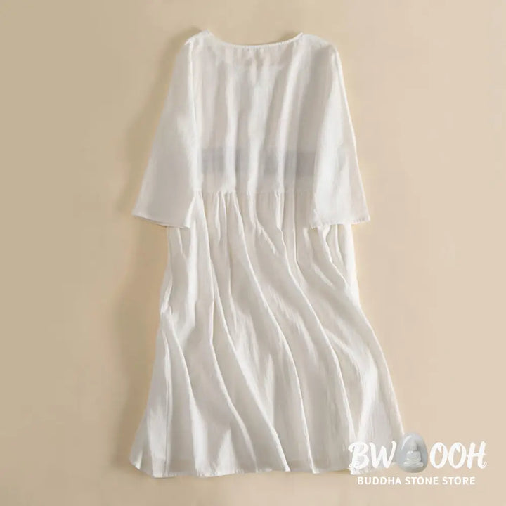 Buddha Stones Embroidery Geometry Half Sleeve Women&