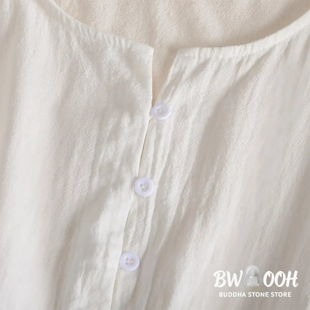 Buddha Stones Embroidery Geometry Half Sleeve Women&