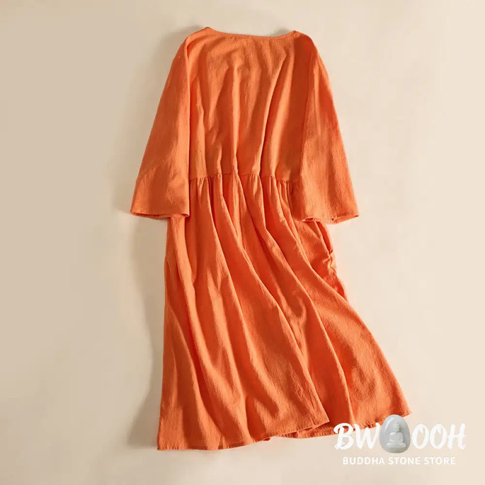 Buddha Stones Embroidery Geometry Half Sleeve Women&