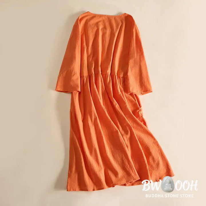 Buddha Stones Embroidery Geometry Half Sleeve Women&