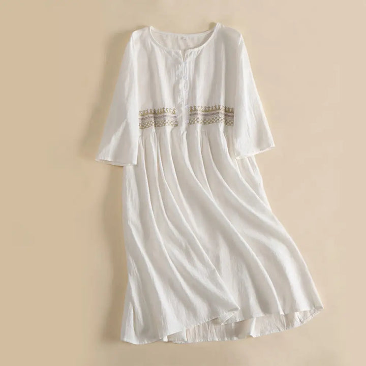Buddha Stones Embroidery Geometry Half Sleeve Women&