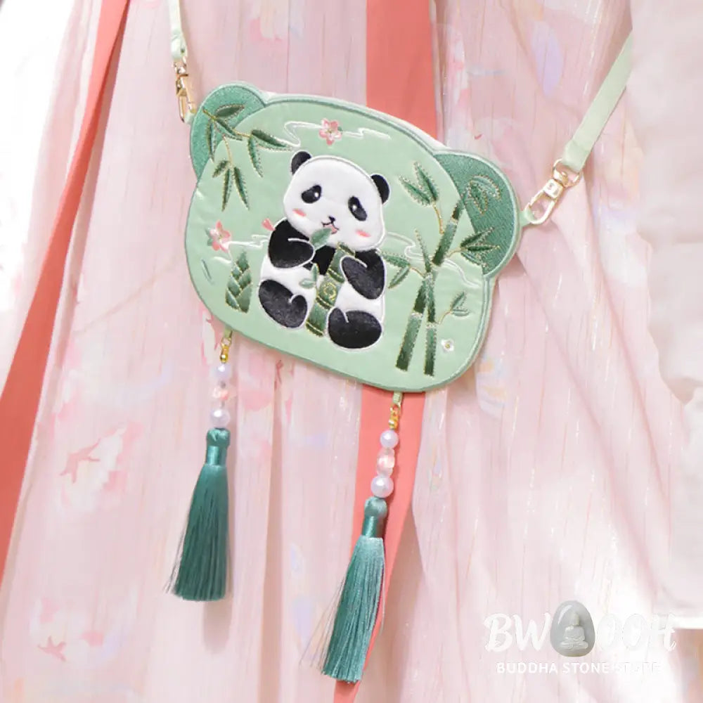 Buddha Stones Embroidery Lucky Panda Cat Shiba Inu Deer Rabbit Fox Flower Cute Animal Hanfu Bag Crossbody Bag Shoulder