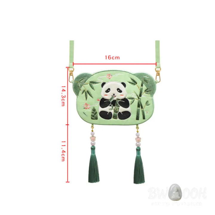 Buddha Stones Embroidery Lucky Panda Cat Shiba Inu Deer Rabbit Fox Flower Cute Animal Hanfu Bag Crossbody Bag Shoulder