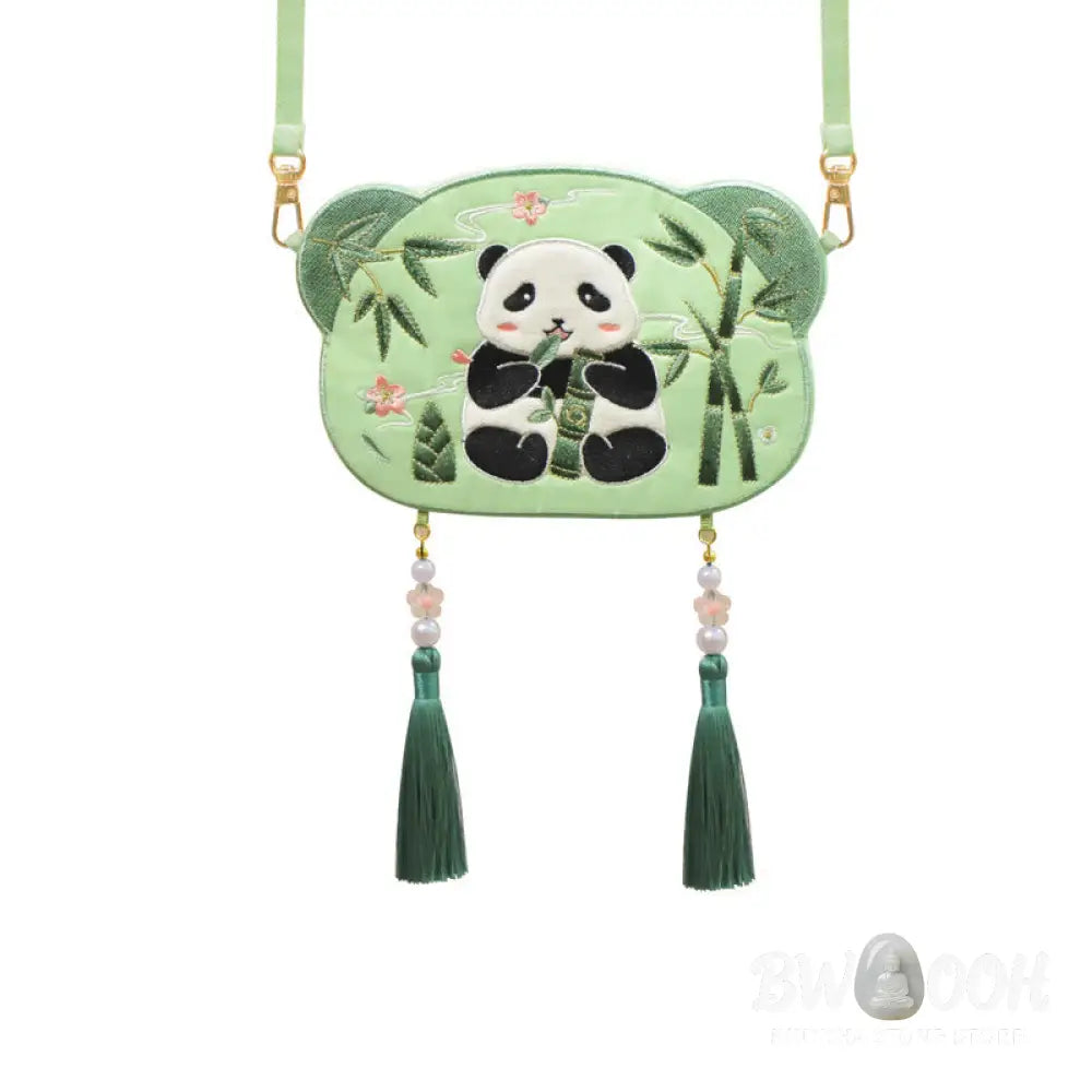 Buddha Stones Embroidery Lucky Panda Cat Shiba Inu Deer Rabbit Fox Flower Cute Animal Hanfu Bag Crossbody Bag Shoulder