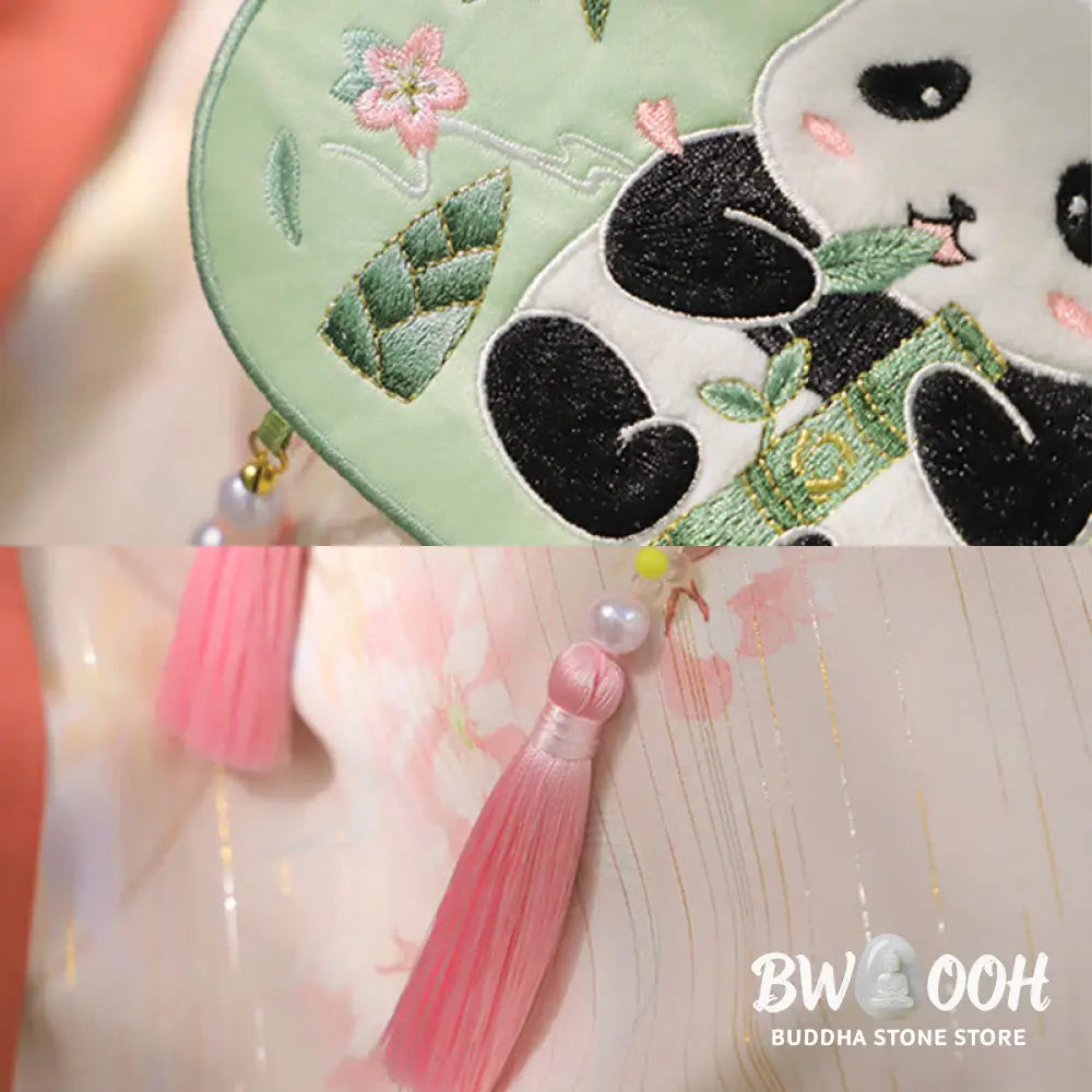 Buddha Stones Embroidery Lucky Panda Cat Shiba Inu Deer Rabbit Fox Flower Cute Animal Hanfu Bag Crossbody Bag Shoulder