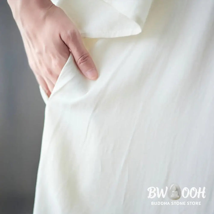 Buddha Stones Embroidery Notched Ruffled Hem Midi Dress With Pockets - Midi Dress