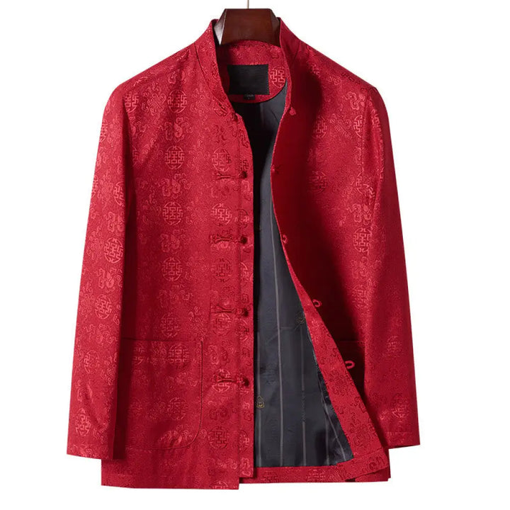 BWOOOH Embroidery Pattern Stand Collar Long Sleeve Men&