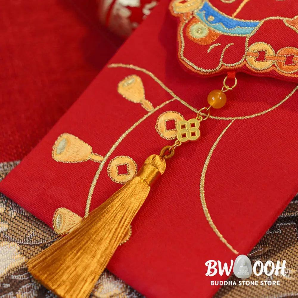Buddha Stones Embroidery Year Of The Horse 2026 New Year Tassel Chinese Red Envelope - Red Envelope