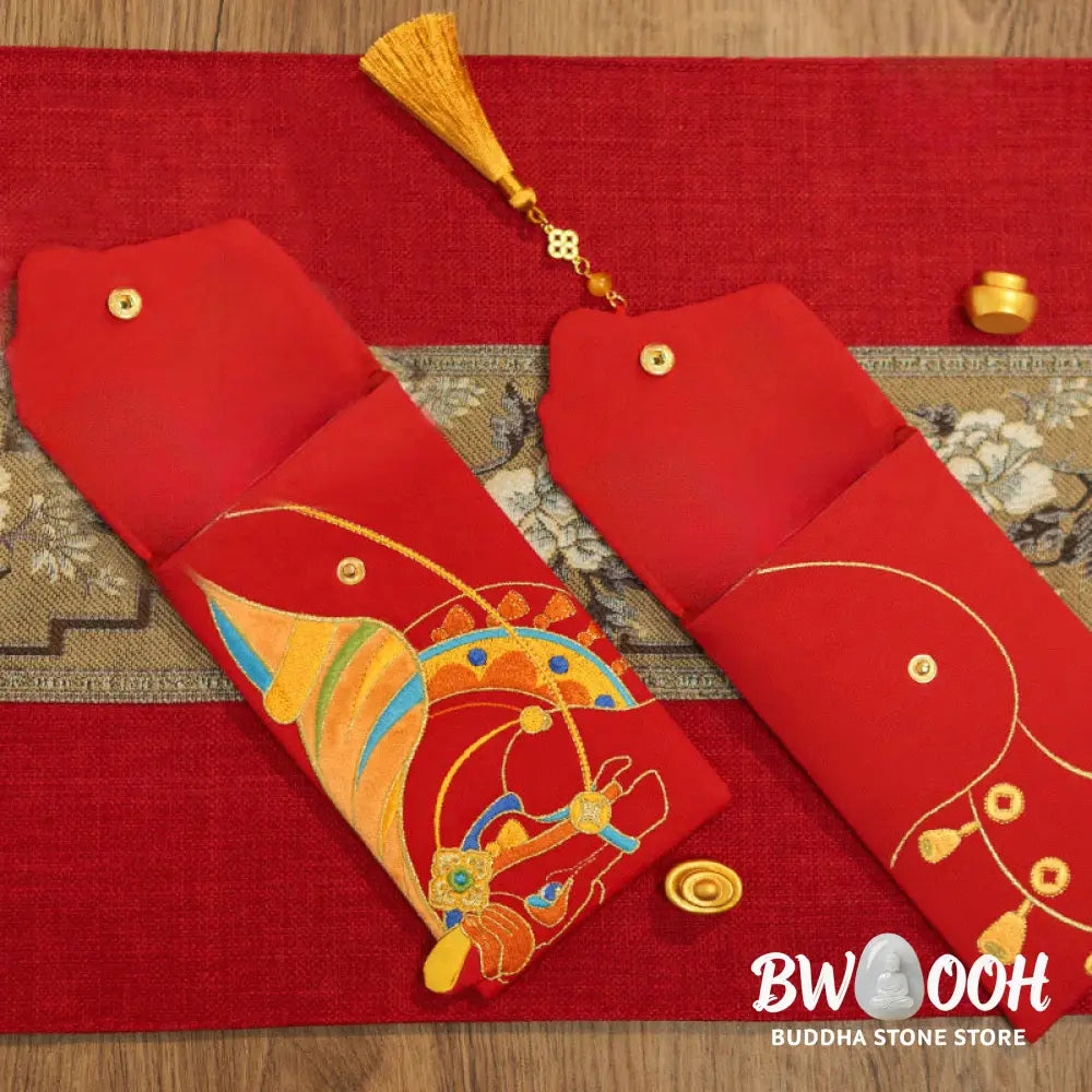 Buddha Stones Embroidery Year Of The Horse 2026 New Year Tassel Chinese Red Envelope - Red Envelope