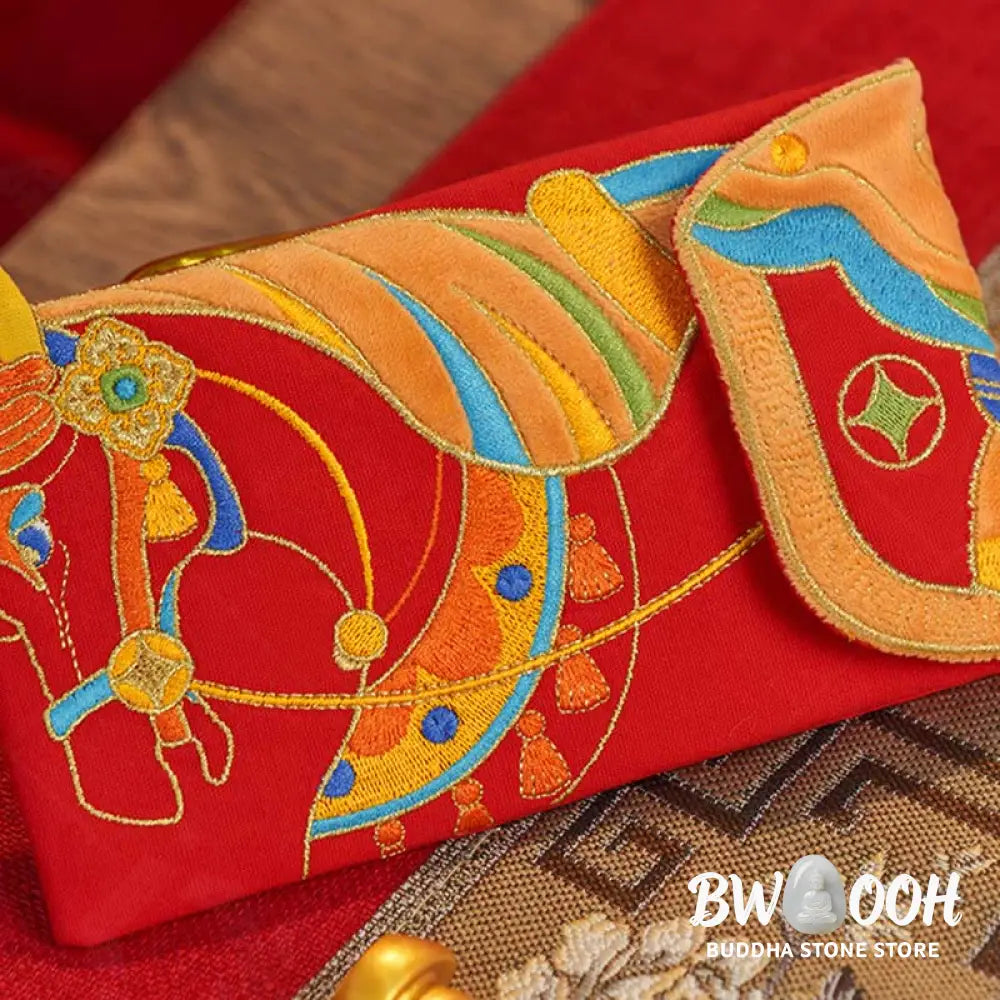 Buddha Stones Embroidery Year Of The Horse 2026 New Year Tassel Chinese Red Envelope - Red Envelope
