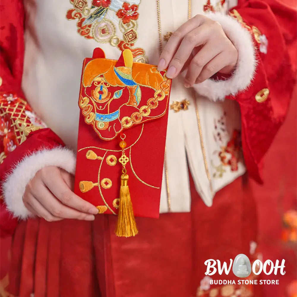 Buddha Stones Embroidery Year Of The Horse 2026 New Year Tassel Chinese Red Envelope - Red Envelope