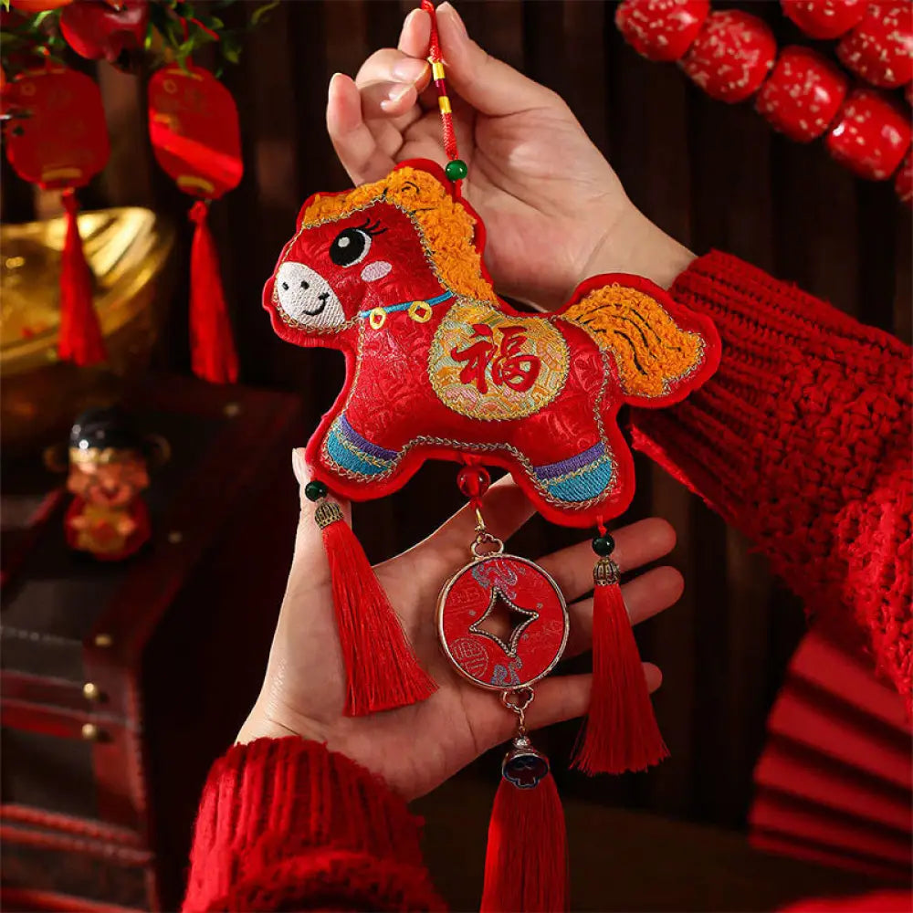 BWOOOH Embroidery Year Of The Horse Fu Character Copper C
