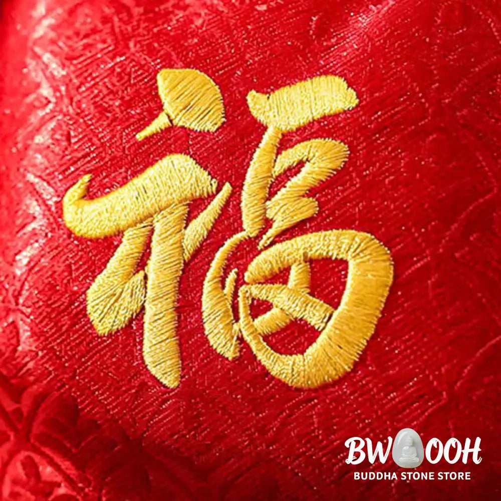 Buddha Stones Embroidery Year Of The Horse Fu Character Copper Coin Shape Red String Hanging Decoration - Hanging