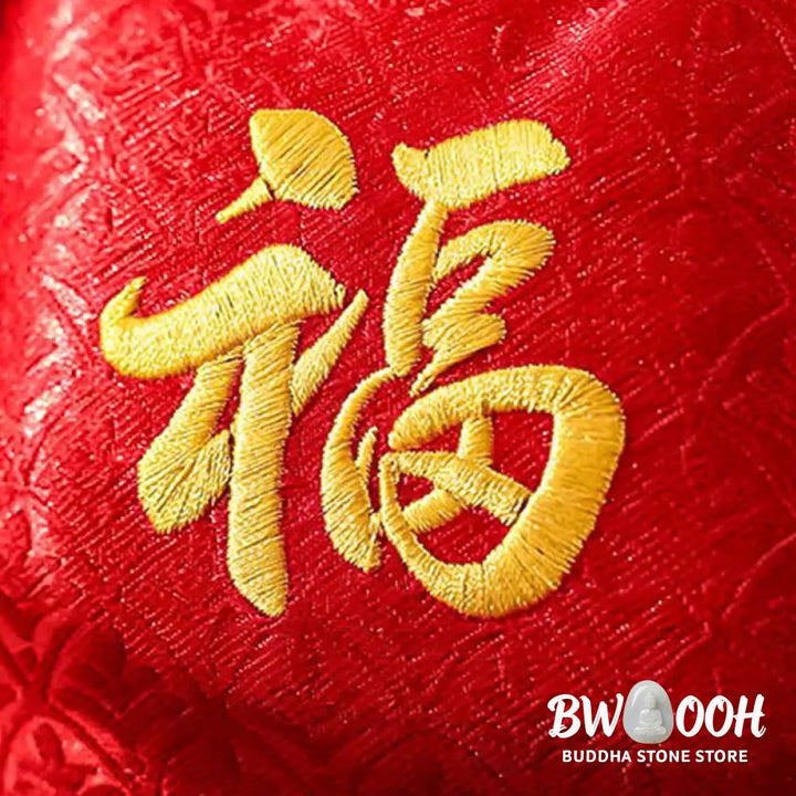 Buddha Stones Embroidery Year Of The Horse Fu Character Copper Coin Shape Red String Hanging Decoration - Hanging