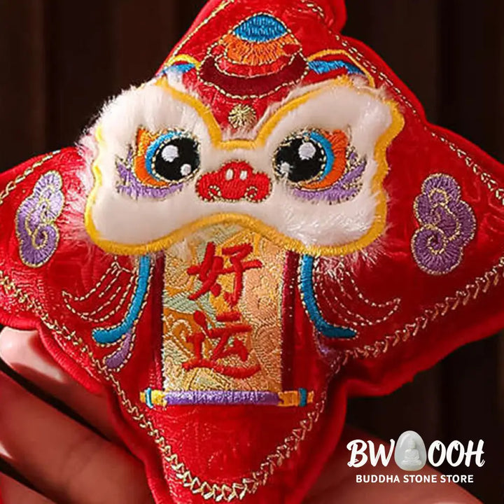 Buddha Stones Embroidery Year Of The Horse Fu Character Copper Coin Shape Red String Hanging Decoration - Hanging