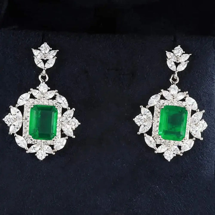 Buddha Stones Emerald Crystal Red Corundum Confidence Courage Ring Earrings Necklace Pendant - BWOOOH - Green