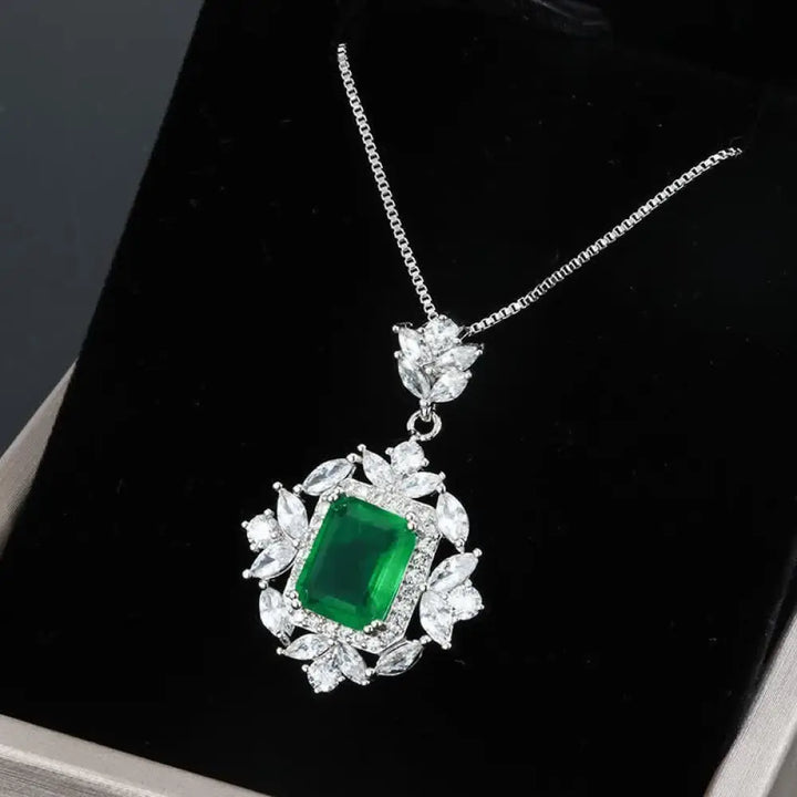 Buddha Stones Emerald Crystal Red Corundum Confidence Courage Ring Earrings Necklace Pendant - BWOOOH - Green
