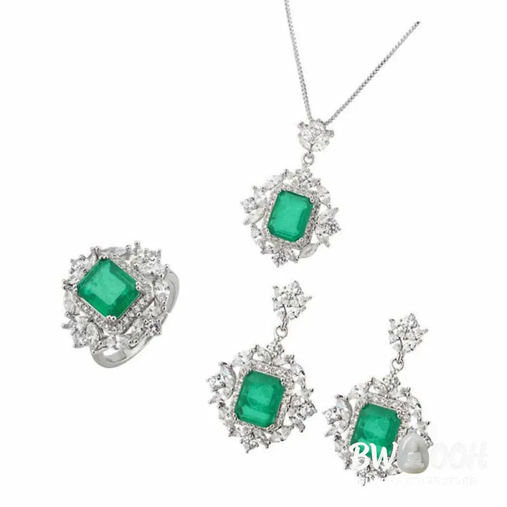 Buddha Stones Emerald Crystal Red Corundum Confidence Courage Ring Earrings Necklace Pendant - BWOOOH - Necklaces &amp;