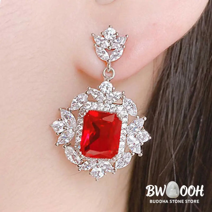 Buddha Stones Emerald Crystal Red Corundum Confidence Courage Ring Earrings Necklace Pendant - BWOOOH - Necklaces &amp;