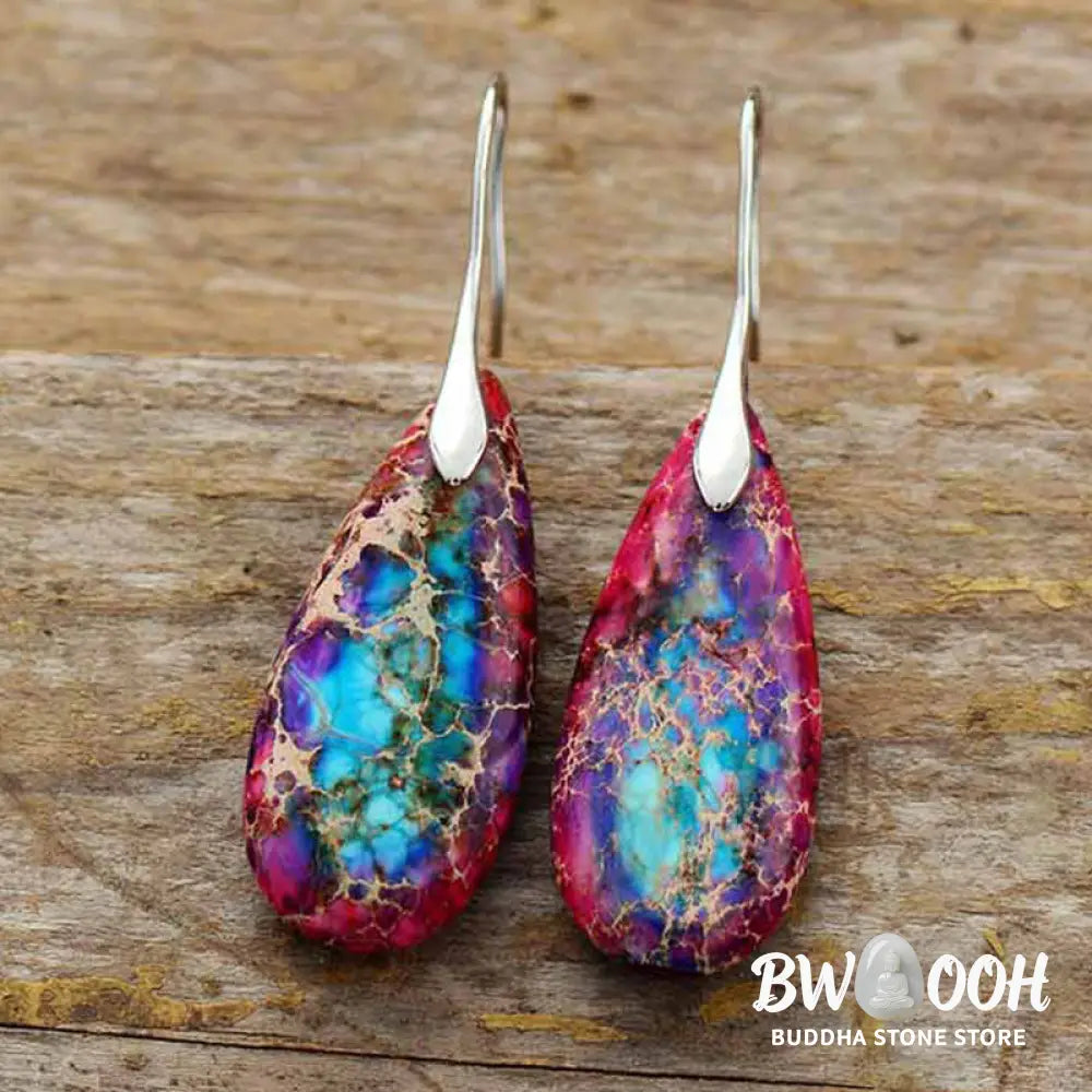 Buddha Stones Emperor Stone Crystal Happiness Earrings - Earrings