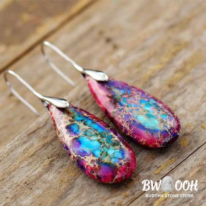Buddha Stones Emperor Stone Crystal Happiness Earrings - Earrings