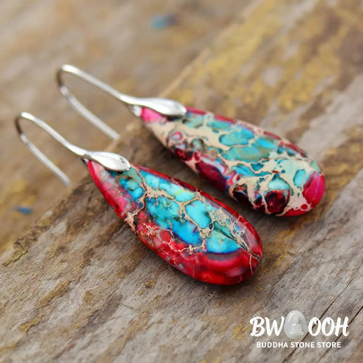 Buddha Stones Emperor Stone Crystal Happiness Earrings - Earrings