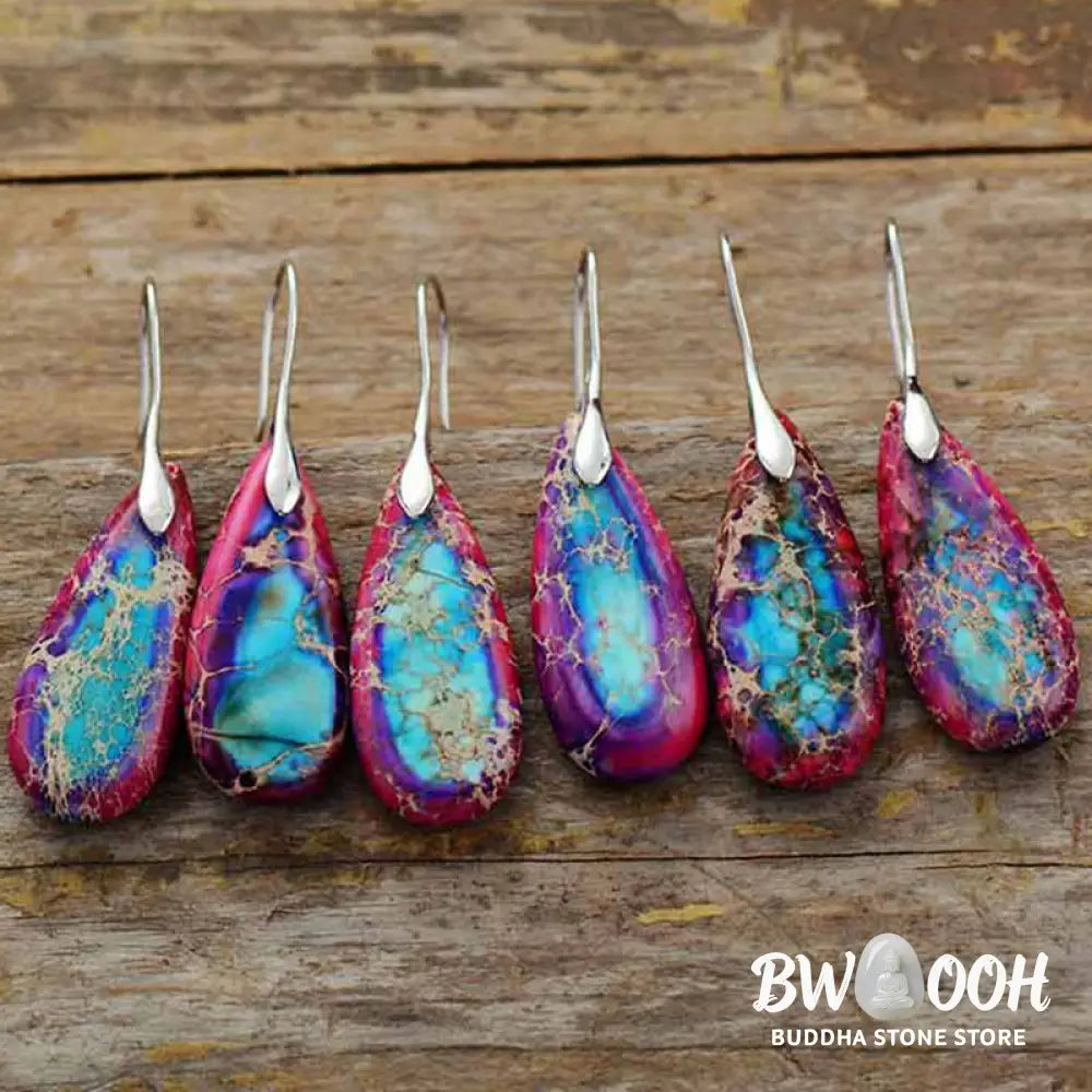 Buddha Stones Emperor Stone Crystal Happiness Earrings - Earrings