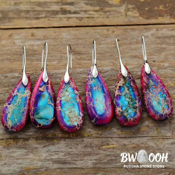 Buddha Stones Emperor Stone Crystal Happiness Earrings - Earrings