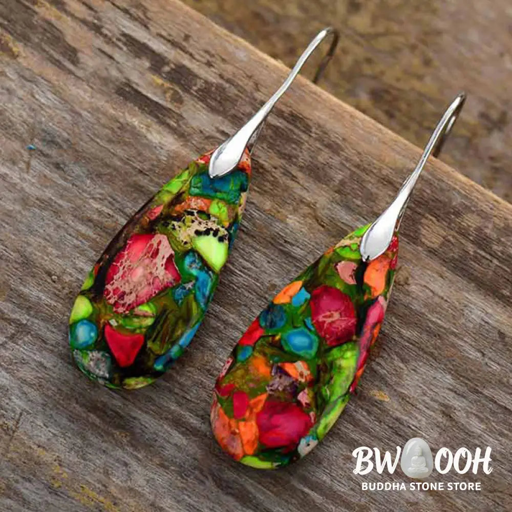 Buddha Stones Emperor Stone Crystal Happiness Earrings - Earrings