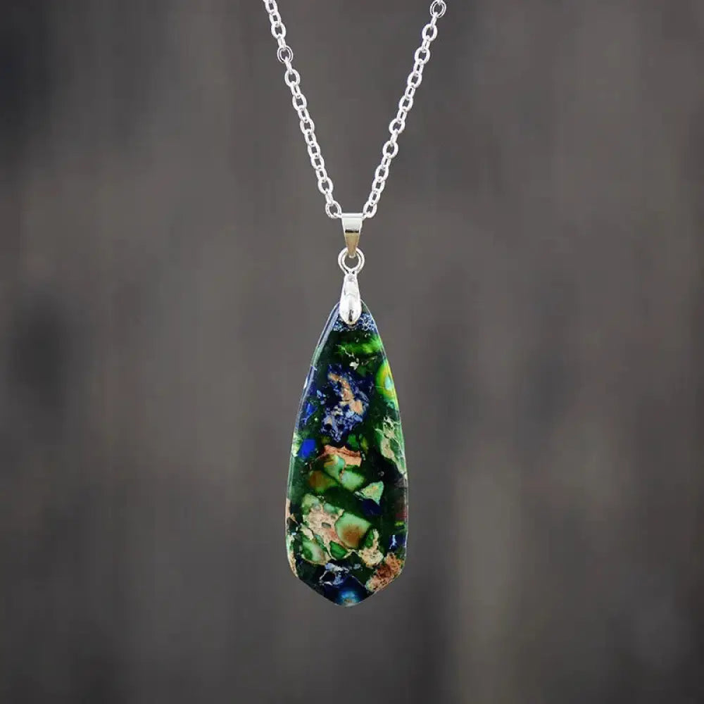 Buddha Stones Emperor Stone Happiness Necklaces Pendants - BWOOOH - Dark Blue Emperor Stone White Chain - Necklaces &amp;
