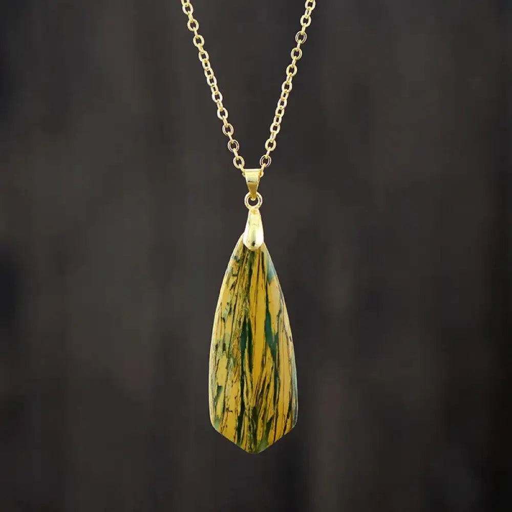 Buddha Stones Emperor Stone Happiness Necklaces Pendants - BWOOOH - Yellow Emperor Stone Golden Chain - Necklaces &amp;