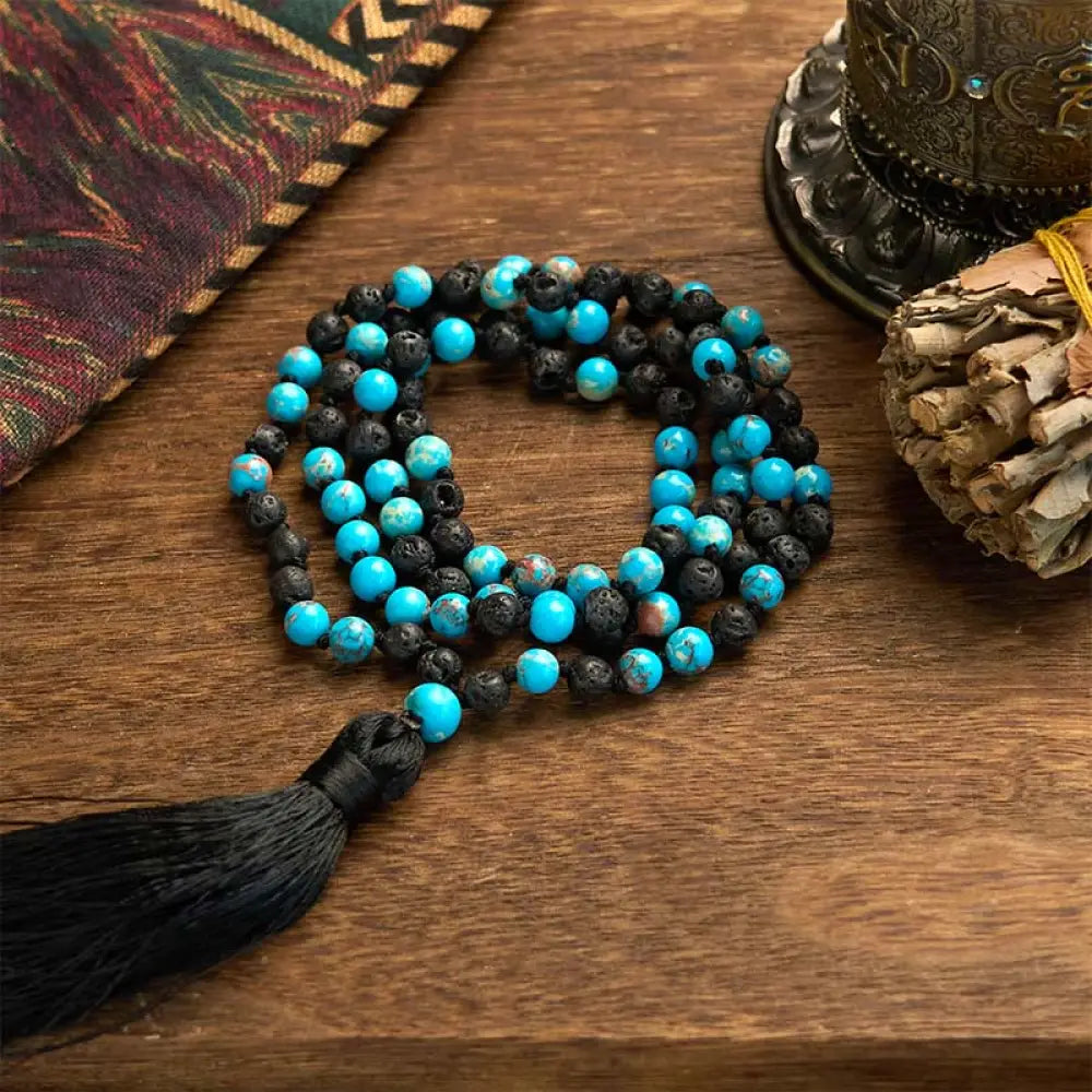 Buddha Stones Emperor Stone Lava Rock Beads Tassel Happiness Necklaces Pendants - BWOOOH - 6mm Emperor Stone Lava Rock