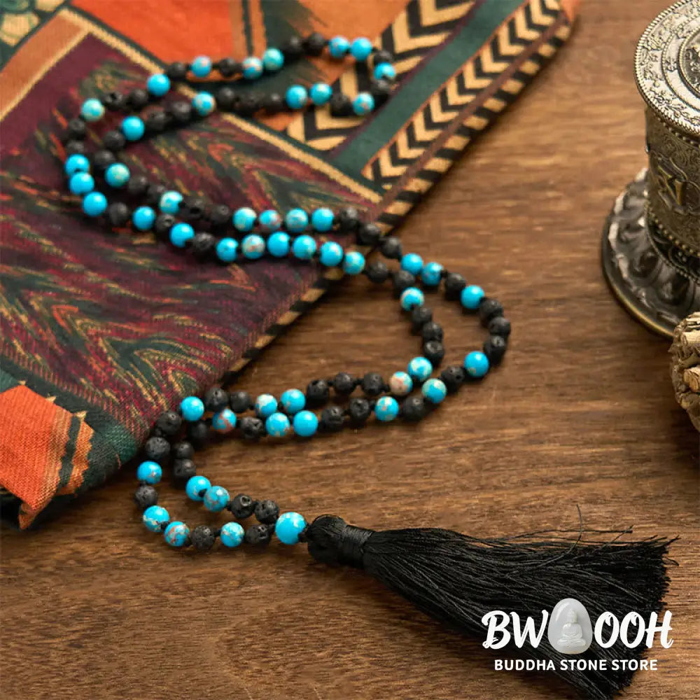 Buddha Stones Emperor Stone Lava Rock Beads Tassel Happiness Necklaces Pendants - BWOOOH - 6mm Emperor Stone Lava Rock