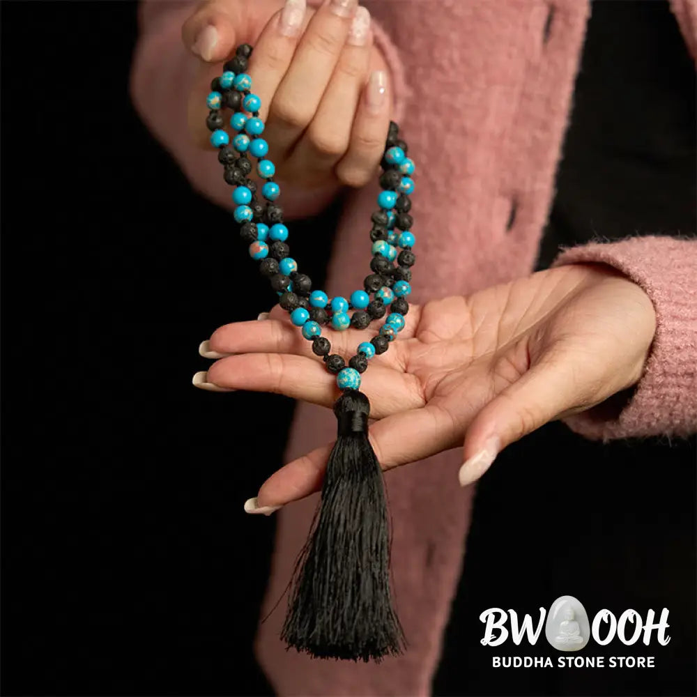 Buddha Stones Emperor Stone Lava Rock Beads Tassel Happiness Necklaces Pendants - BWOOOH - 6mm Emperor Stone Lava Rock