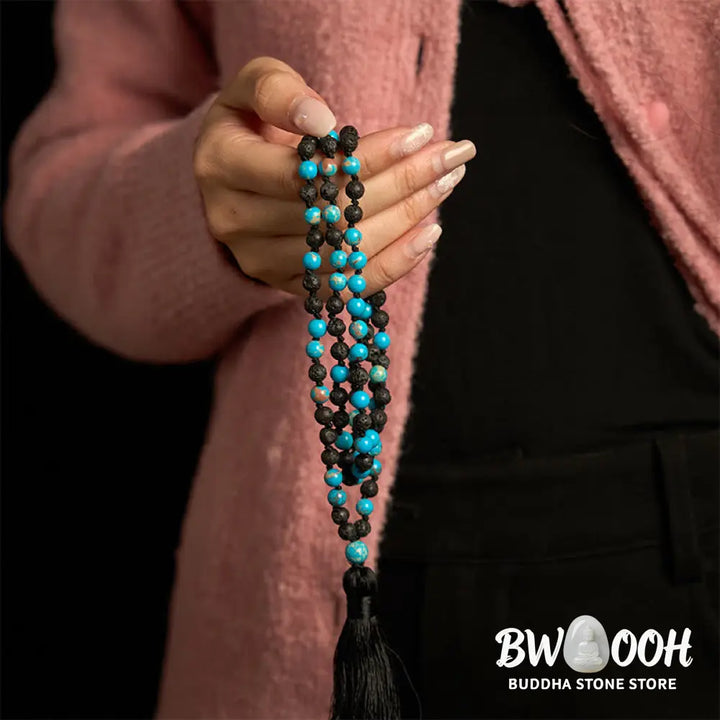 Buddha Stones Emperor Stone Lava Rock Beads Tassel Happiness Necklaces Pendants - BWOOOH - 6mm Emperor Stone Lava Rock