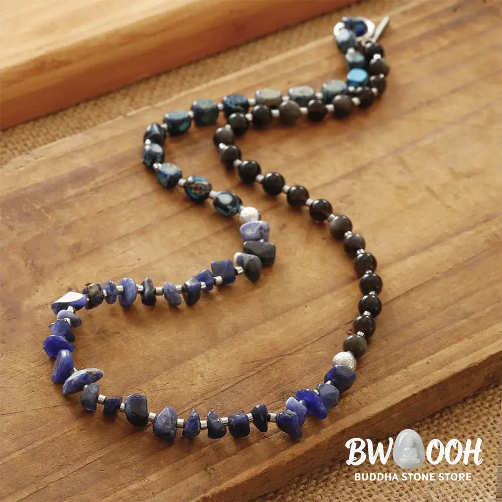 Buddha Stones Emperor Stone Sodalite Gold Sheen Obsidian Balance Triple Wrap Bracelet - BWOOOH - Emperor Stone Sodalite