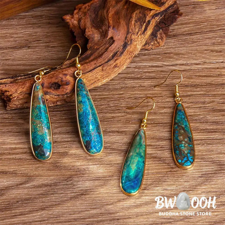 Buddha Stones Emperor Stone Water Drop Happiness Dangle Earrings - Emperor Stone(Stainless Steel Posts) - Earrings
