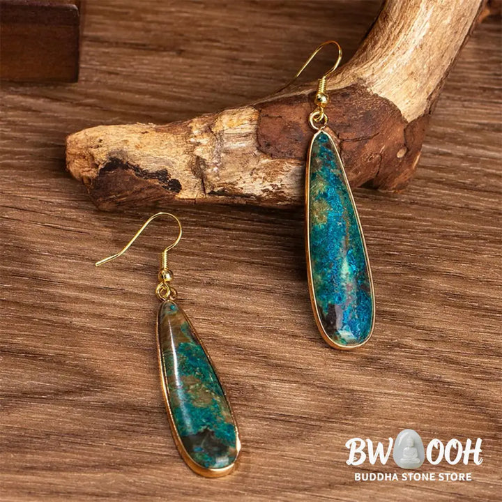 Buddha Stones Emperor Stone Water Drop Happiness Dangle Earrings - Emperor Stone(Stainless Steel Posts) - Earrings