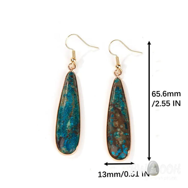 Buddha Stones Emperor Stone Water Drop Happiness Dangle Earrings - Emperor Stone(Stainless Steel Posts) - Earrings