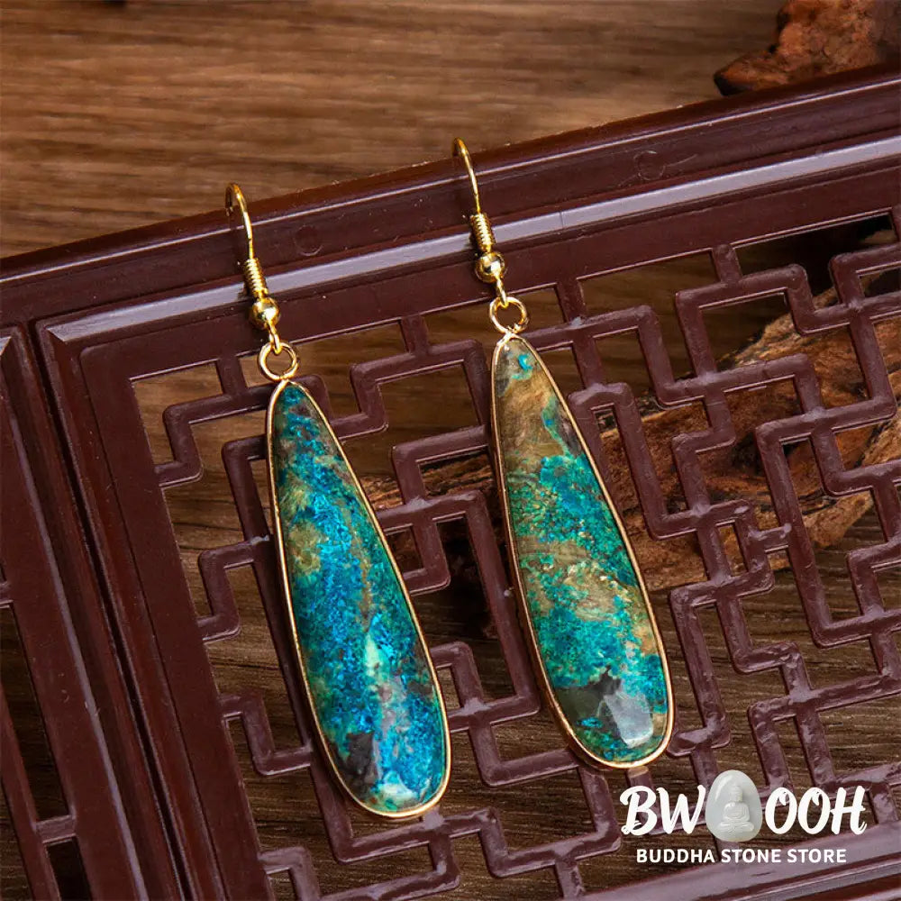 Buddha Stones Emperor Stone Water Drop Happiness Dangle Earrings - Emperor Stone(Stainless Steel Posts) - Earrings