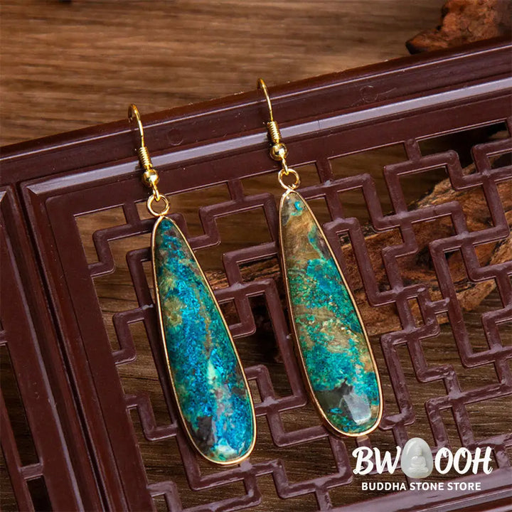 Buddha Stones Emperor Stone Water Drop Happiness Dangle Earrings - Emperor Stone(Stainless Steel Posts) - Earrings