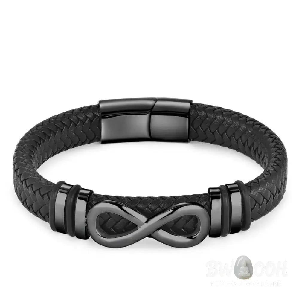 Buddha Stones Endless Knot Design Titanium Steel Strengthen Braided Leather Buckle Bracelet - BWOOOH - Bracelet