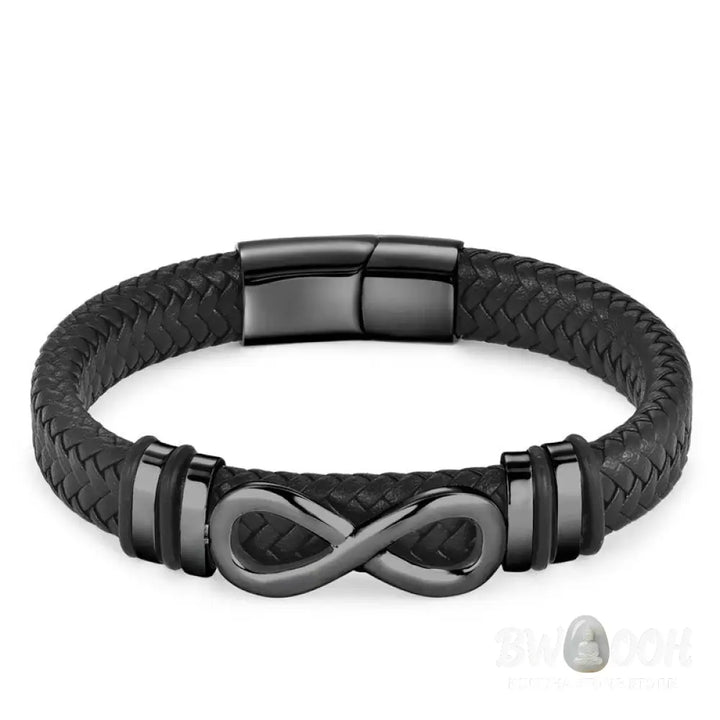 Buddha Stones Endless Knot Design Titanium Steel Strengthen Braided Leather Buckle Bracelet - BWOOOH - Bracelet