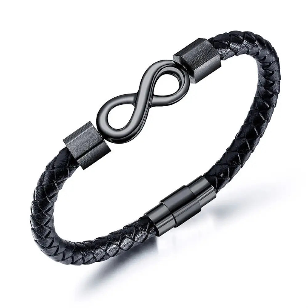BWOOOH Endless Knot Titanium Steel Infinity Leather Weave Balance Bracelet – natural gemstone crystal healing bracelet for healing and spiritual wellness